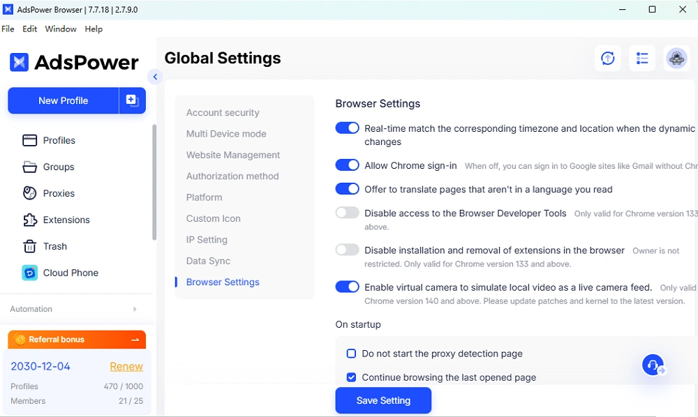 Enable Virtual Camera