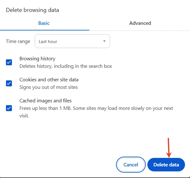 Clear Cache & Cookies