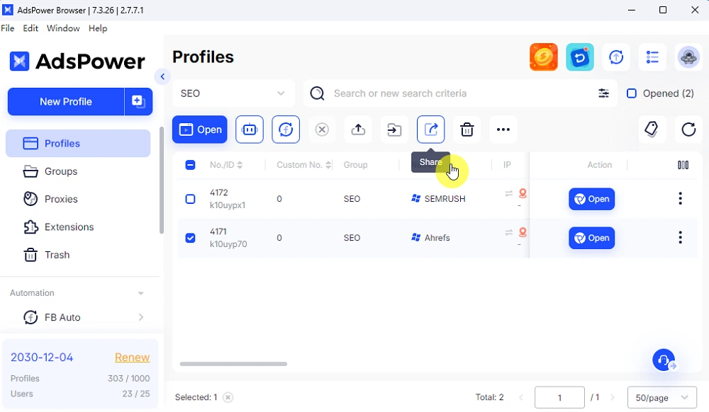 Ahrefs profile share