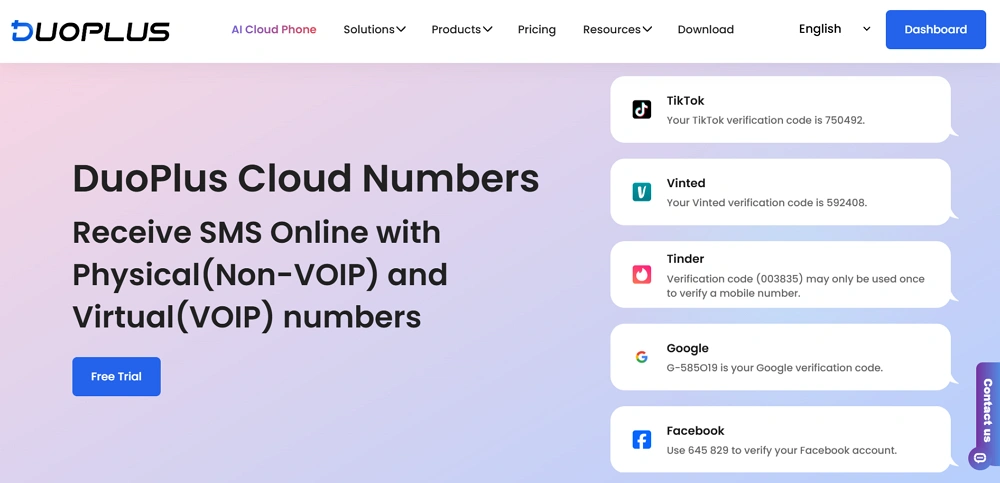 DuoPlus Cloud Number