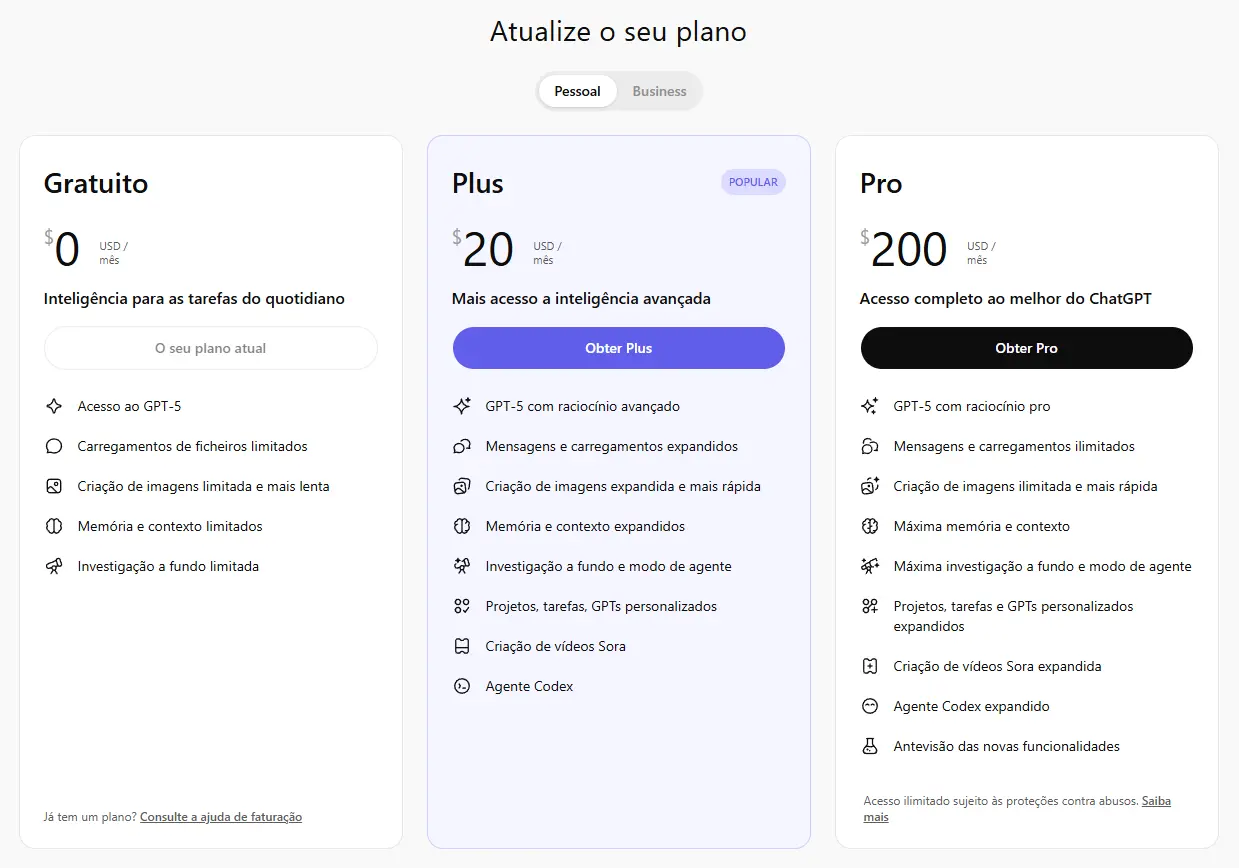 O ChatGPT 5 é gratuito?