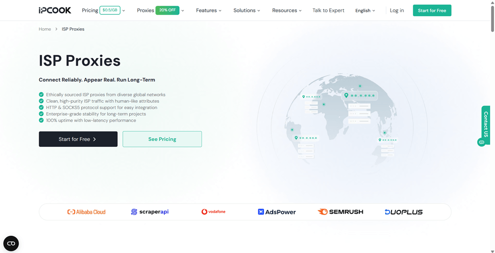 Key features of IPcook's ISP proxies