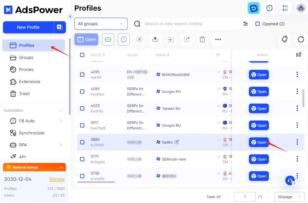 launch the profile