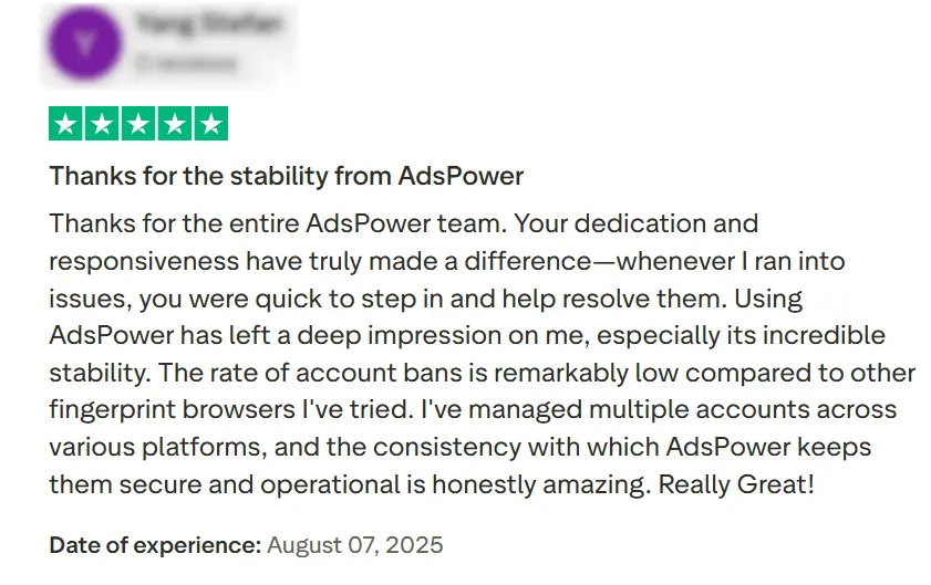 Review of AdsPower on Trustpilot
