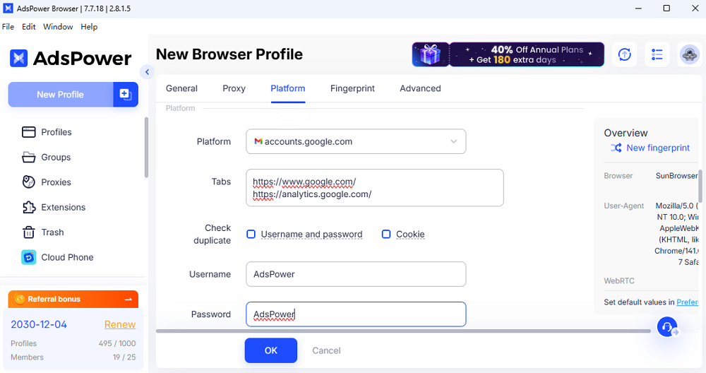 Set Up Google Profile