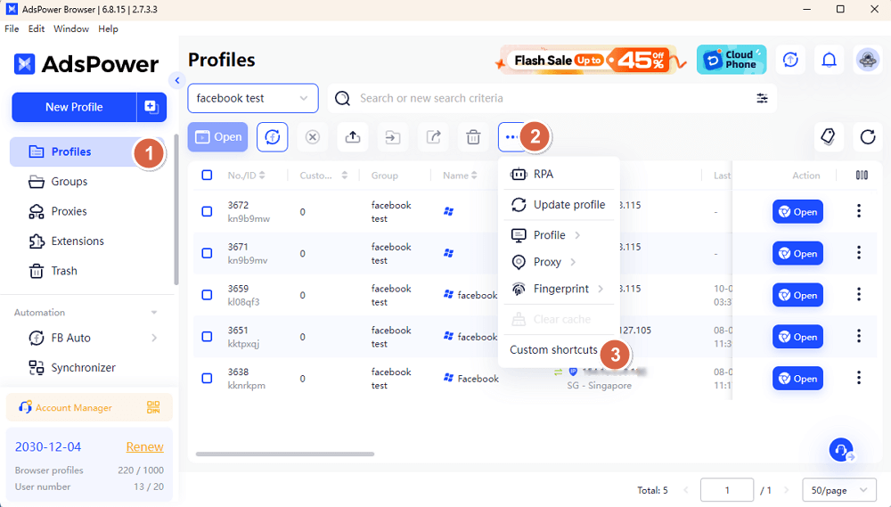 Customize Shortcuts