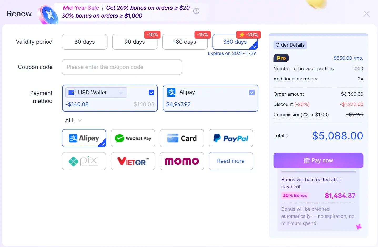 Ofertas de mitad de año de AdsPower 2026: ¡Hasta un 30% de bonificación!