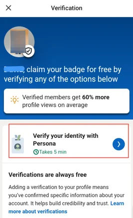 Linkedin Verification with Persona