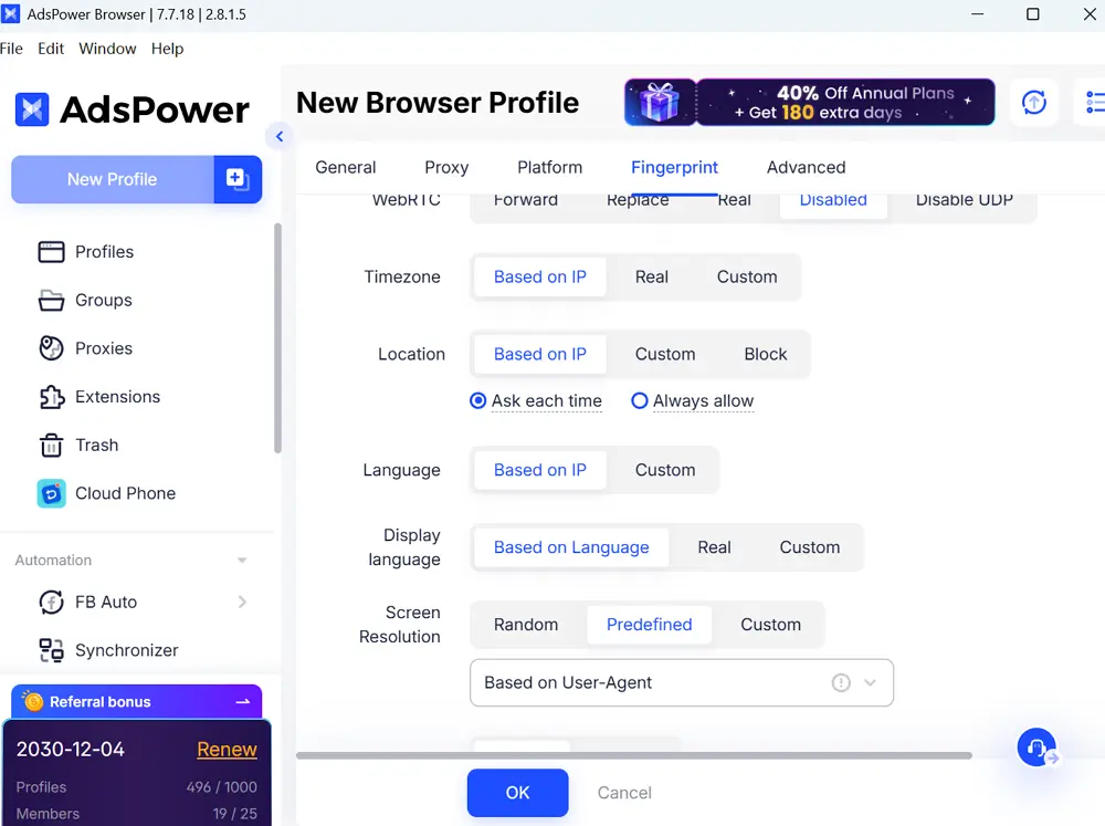 Generate a Browser Fingerprint