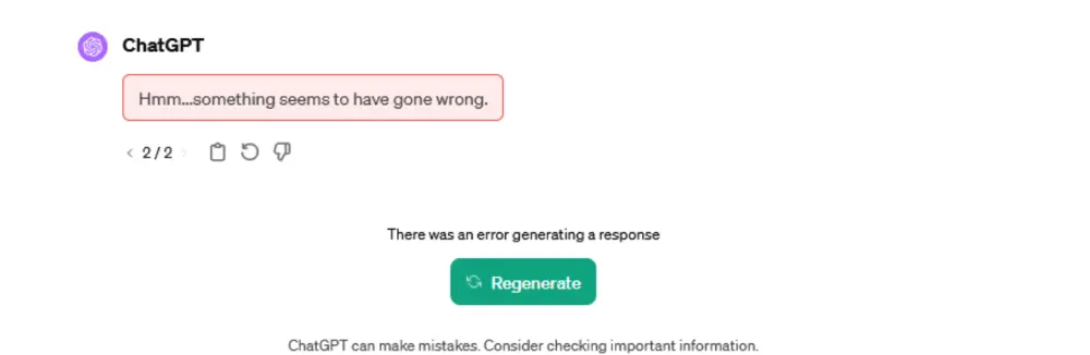 unable to generate responses