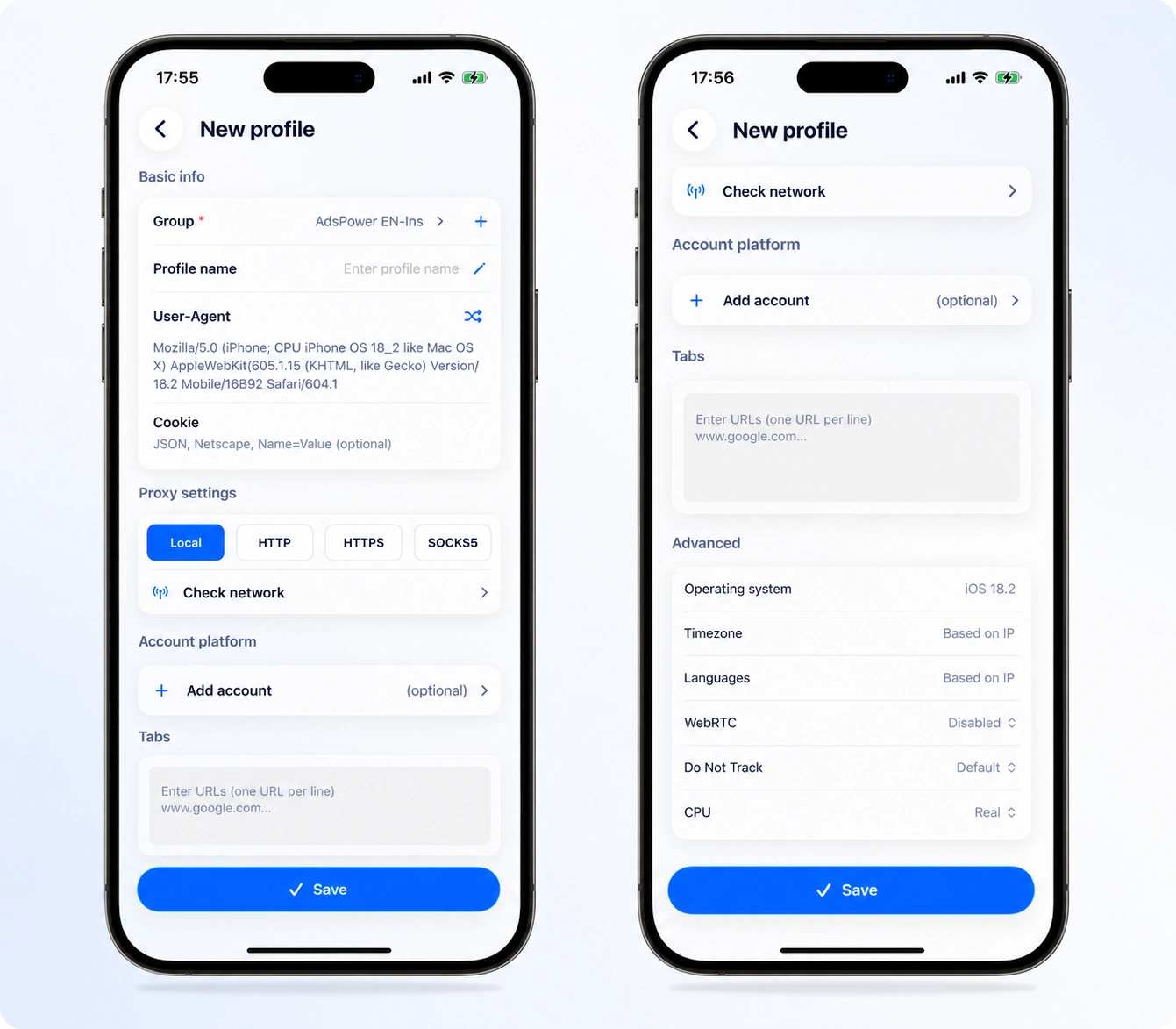 adspower browser ios app create profile