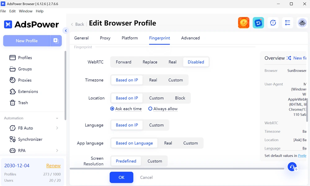 Fingerprint Browser