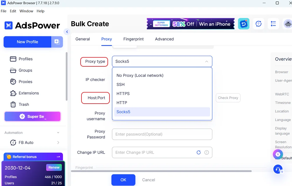 Attach a Proxy to Each Profile