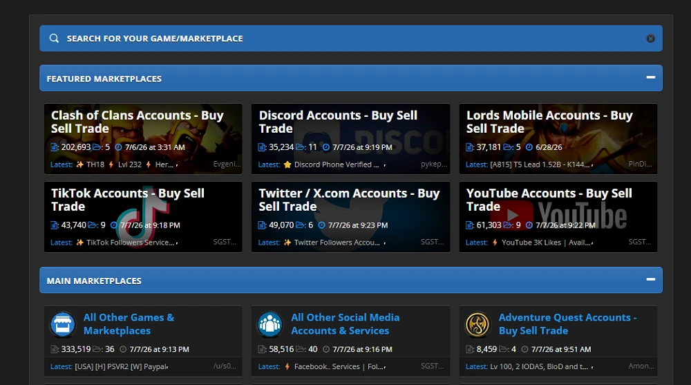 AccsZone sells several types of digital accounts, including Reddit accounts with age, karma, email verification, original email access, country/IP notes, and 2FA details in some listings. It can be useful for buyers who want to compare many account types in one place.