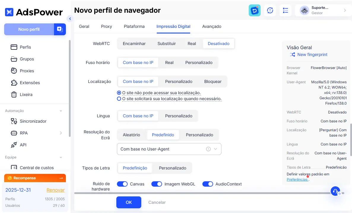 Configure As Configurações De Impressão Digital