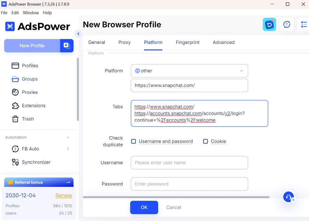 Set up Profile Platform