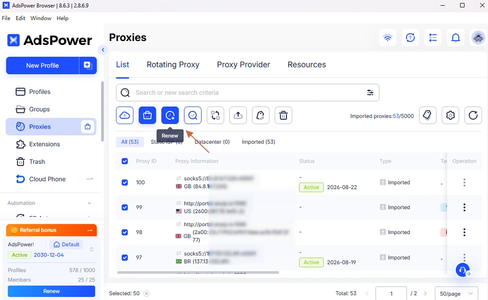 Renew Proxies