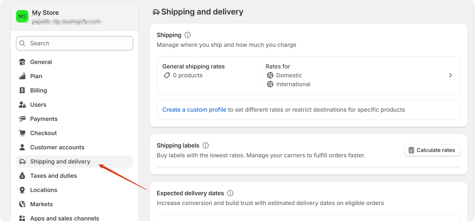 shopify物流设置