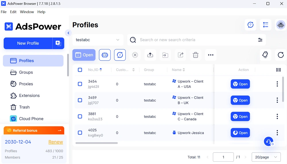 Managing Multiple Browsers or Profiles