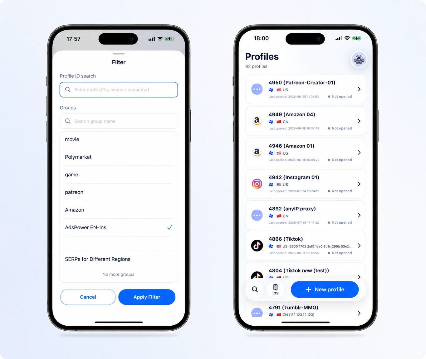 adspower browser ios app profile