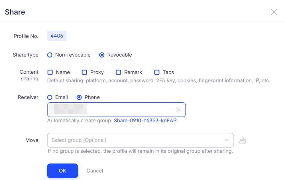 Select Revocable Shared Profiles