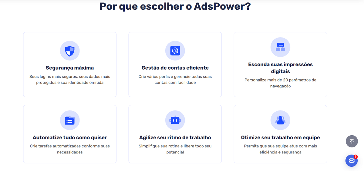 Características do AdsPower