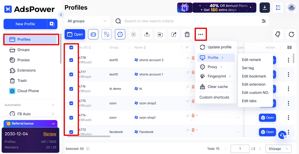 Multi-account management
