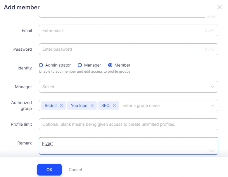 Share Accounts to Teammates