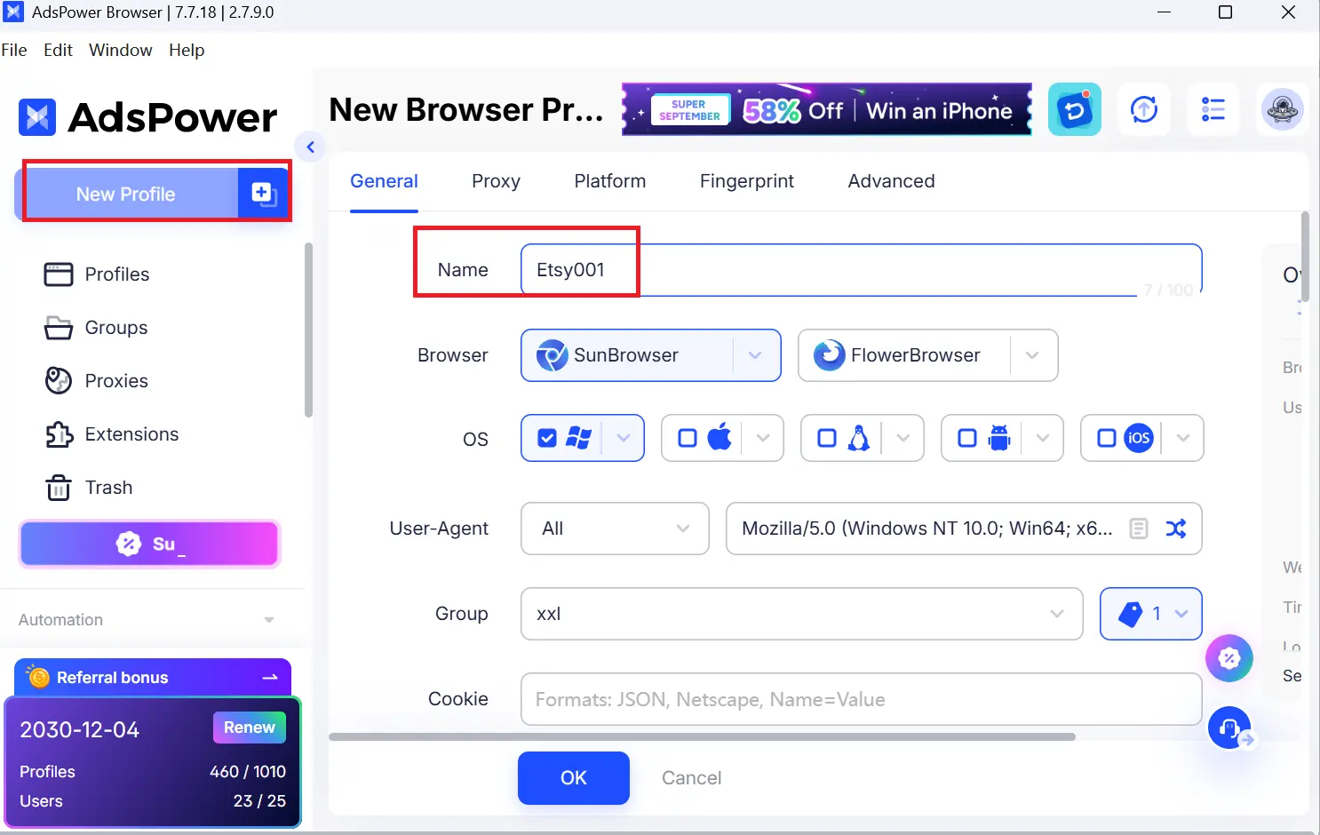 Create a Unique Browser Profile