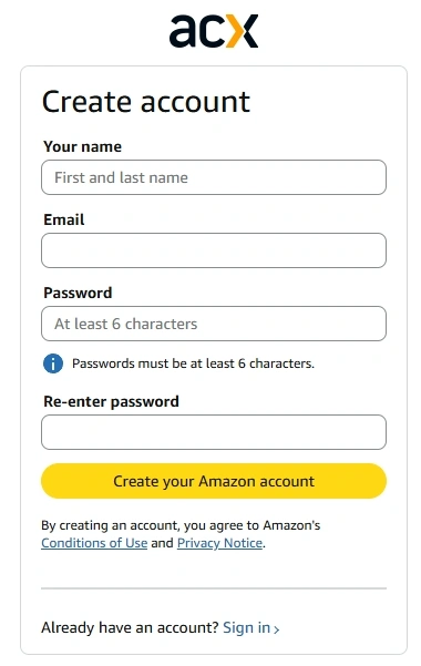 Create an ACX Account