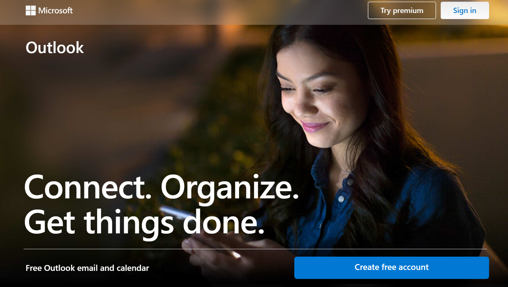 Image of Outlook landing page