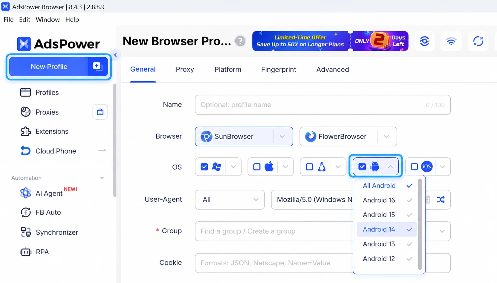 create-android-browser-profile-adspower