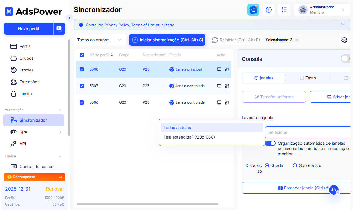 Atualização do [Sincronizador]