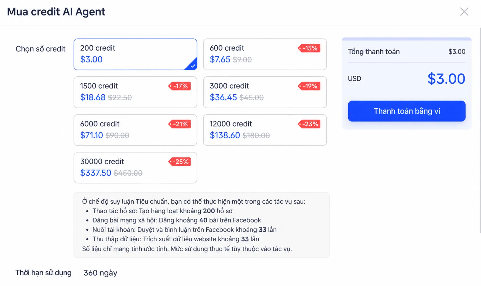 Mua credit và cấu hình thêm các mô hình AI