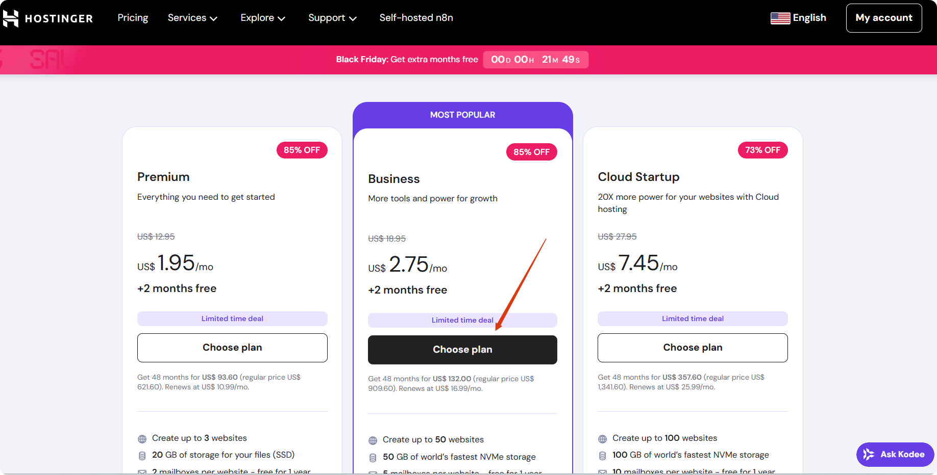 Hostinger主机价格方案