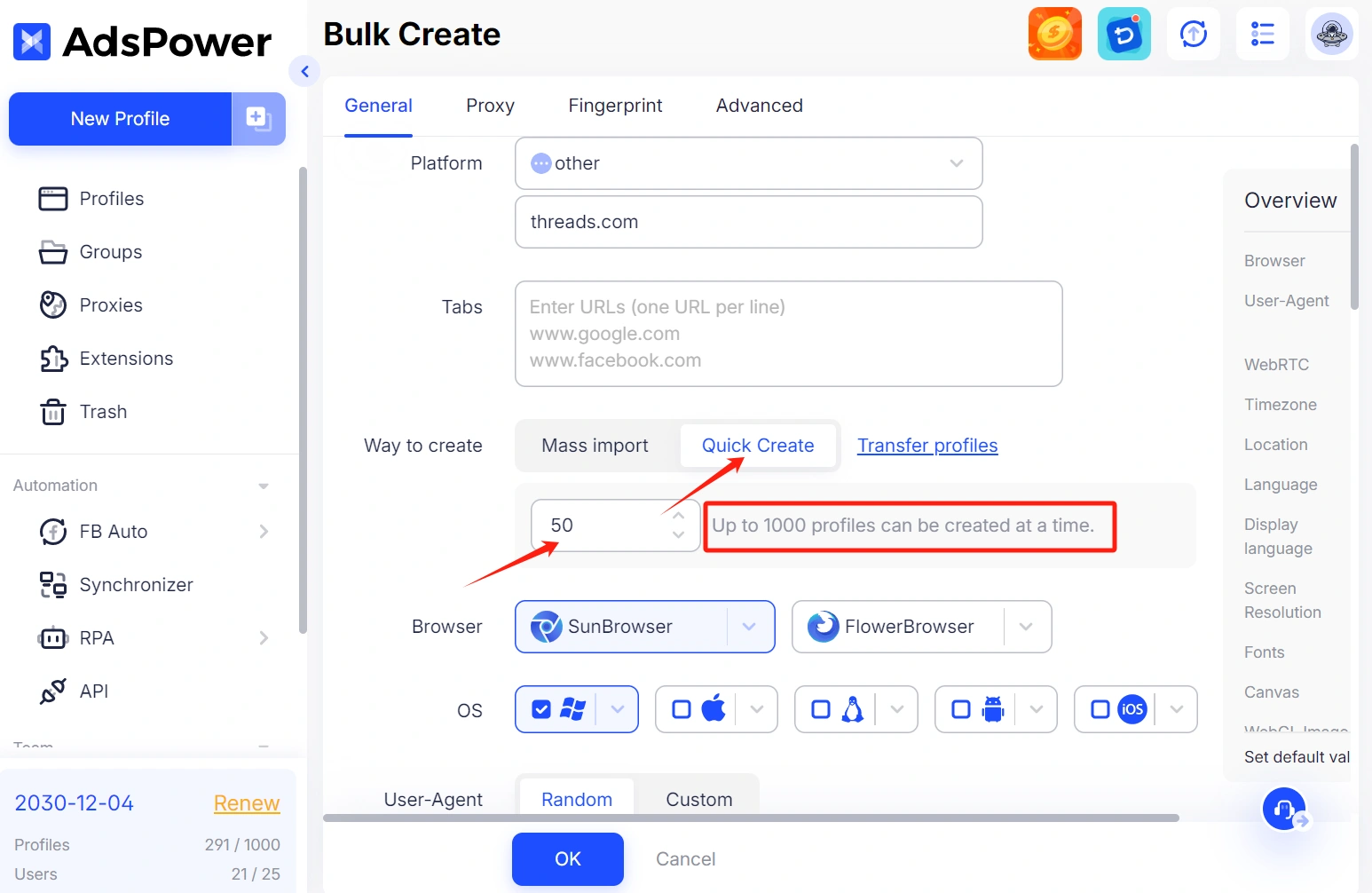 Quick Create