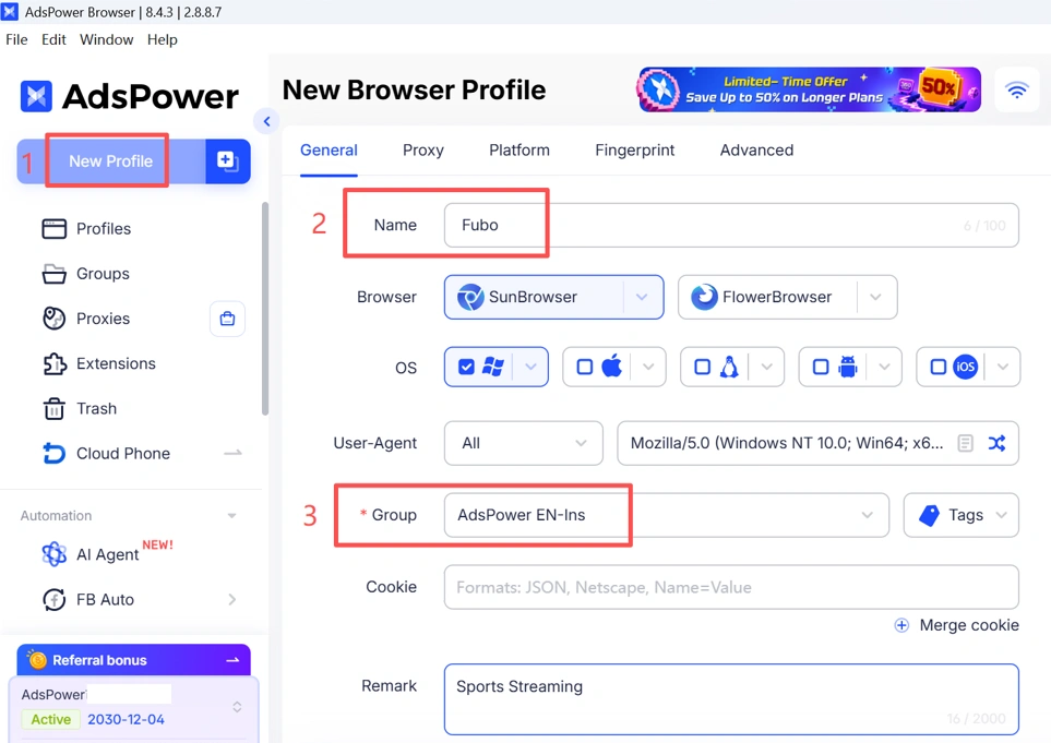 Create a Dedicated Sports Streaming Profile