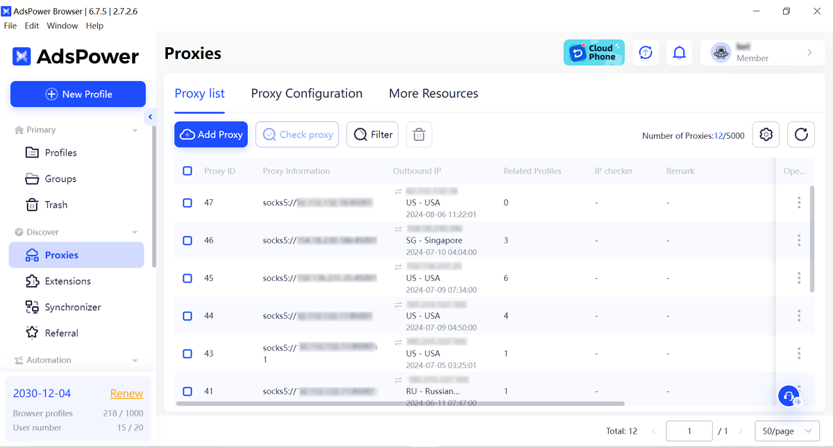 Gerenciamento de Proxy no AdsPower