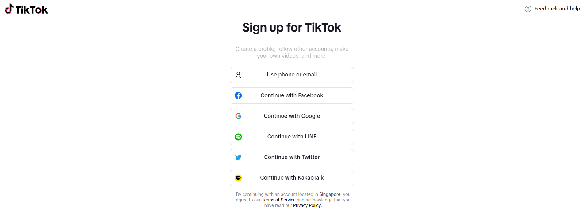 TikTok官方注册页面