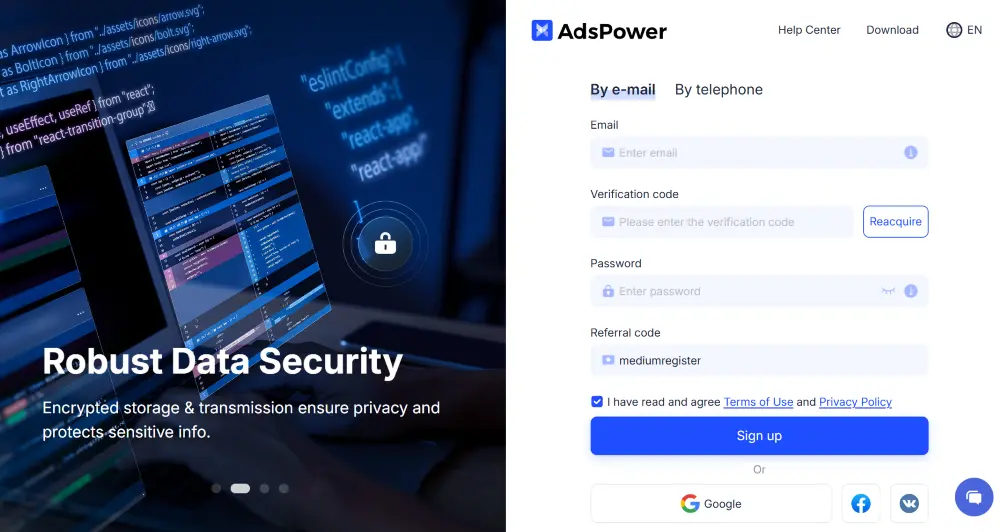 adspower sign up page