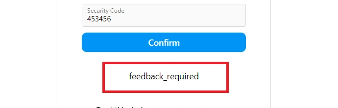 feedback required Instagram error