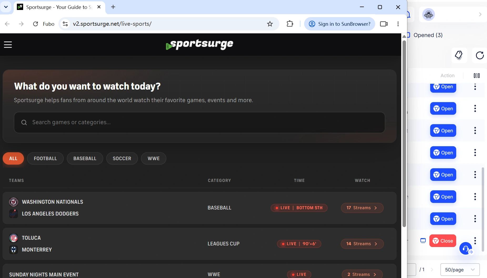 Open the Sports Streaming Website 2