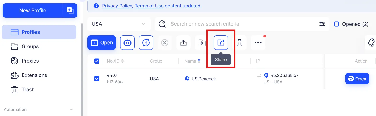 AdsPower Share Feature