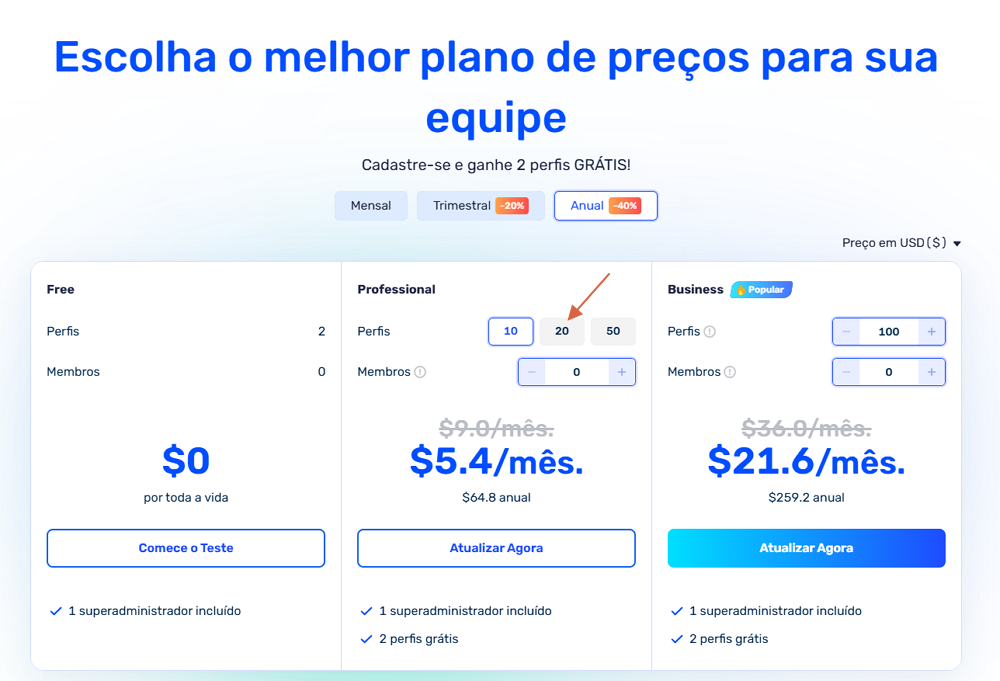 Novo plano de assinatura