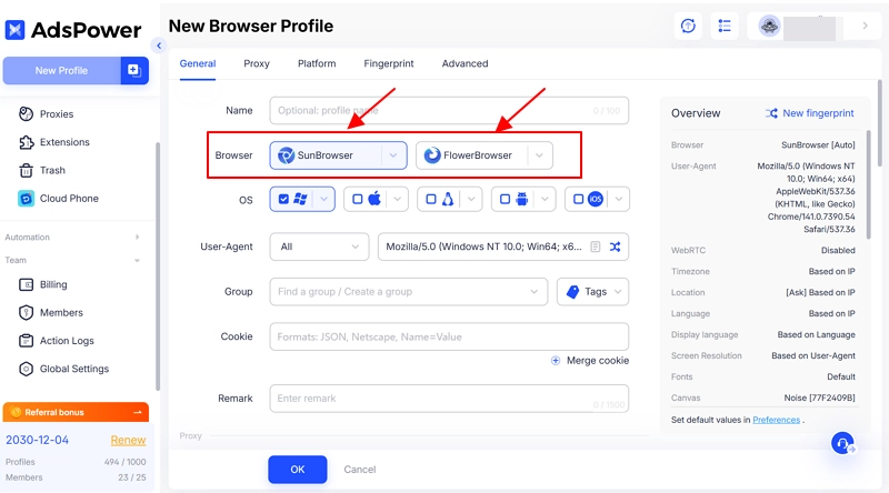 Adspower engine support