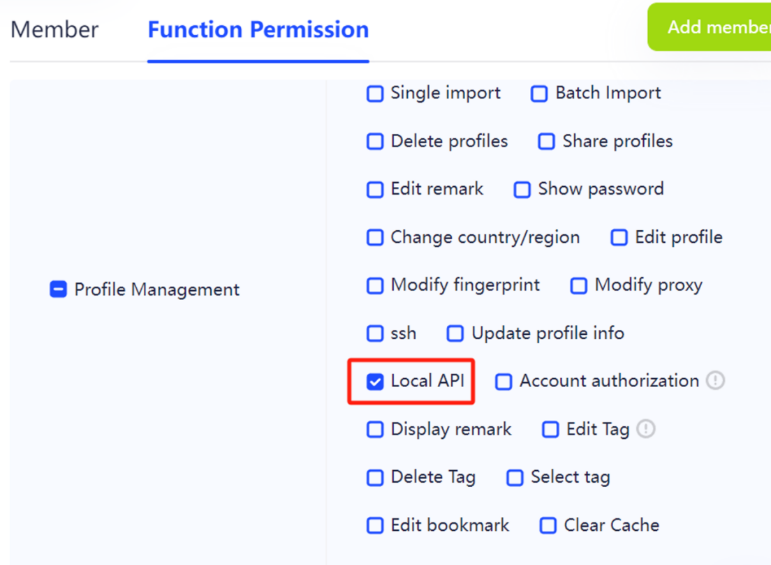 Image showing how to cancel the Local API permission