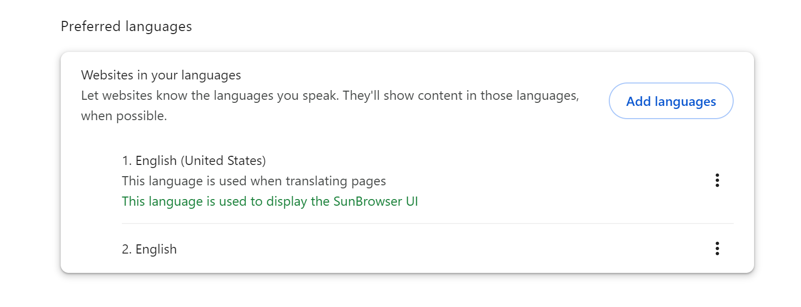 Image showing preferred language setting in Chrome