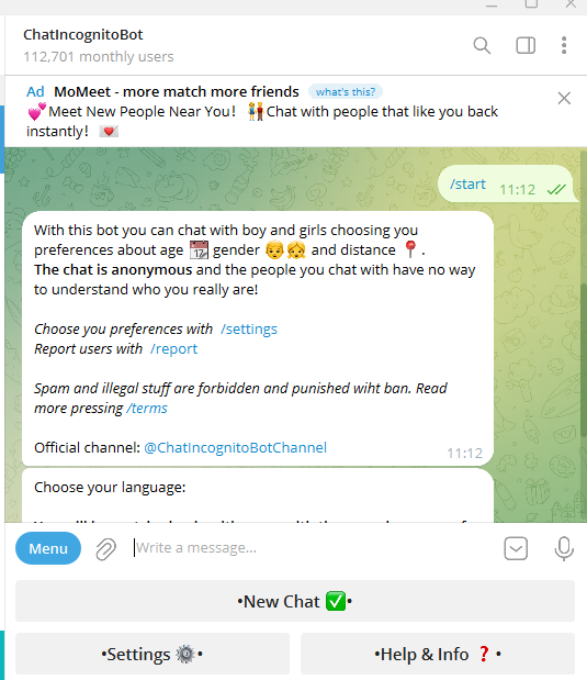 Use Anonymous Chat Bots in Telegram