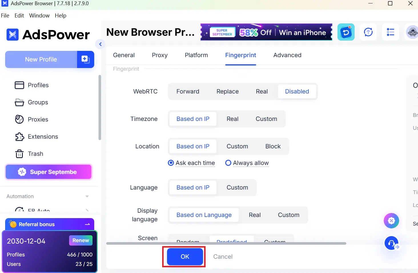 Set the Footprint and Click OK