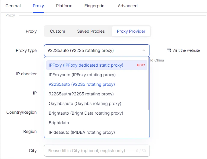 Select from Proxy Providers